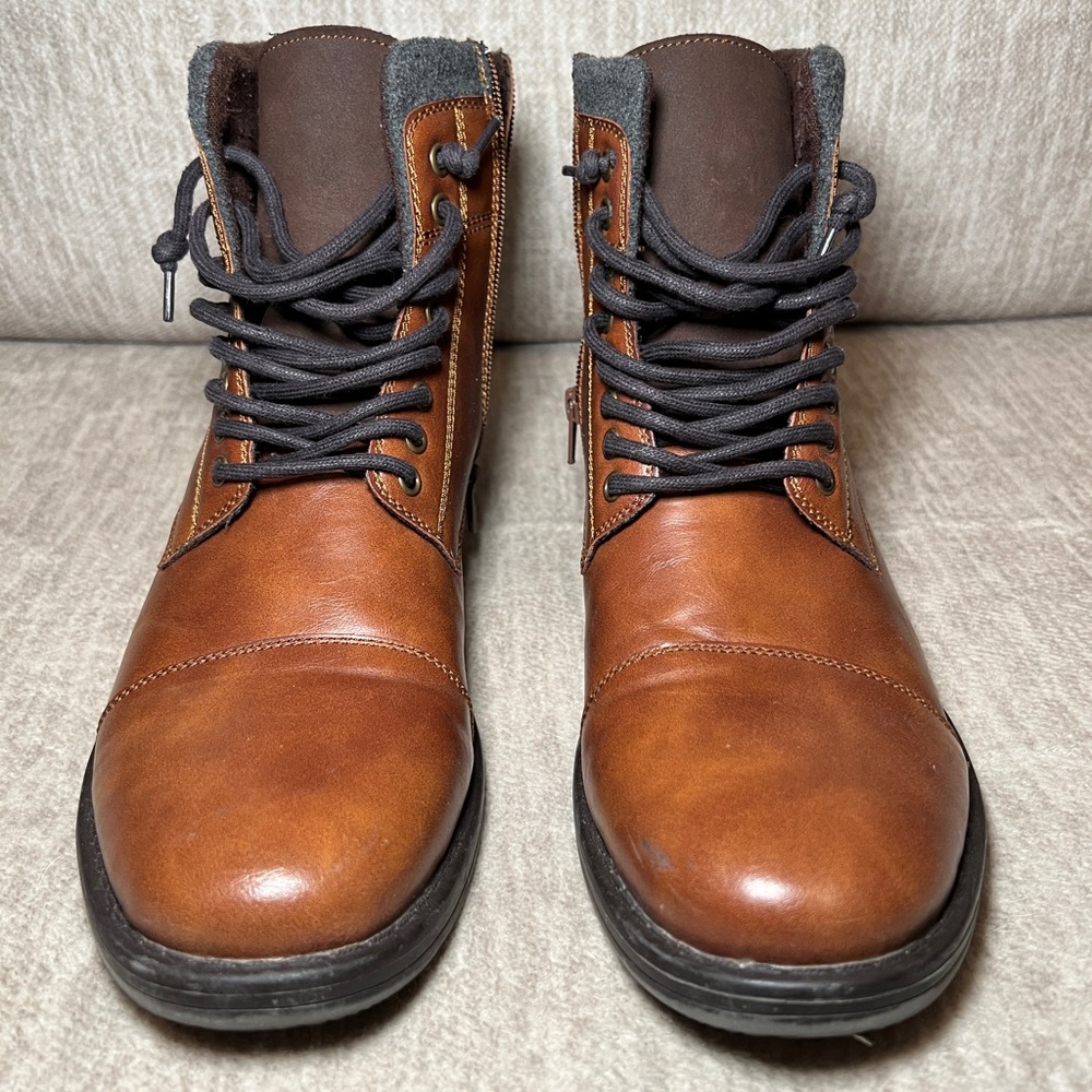 JF J. Ferrar Mens Lace Up Boots Tan Size 12